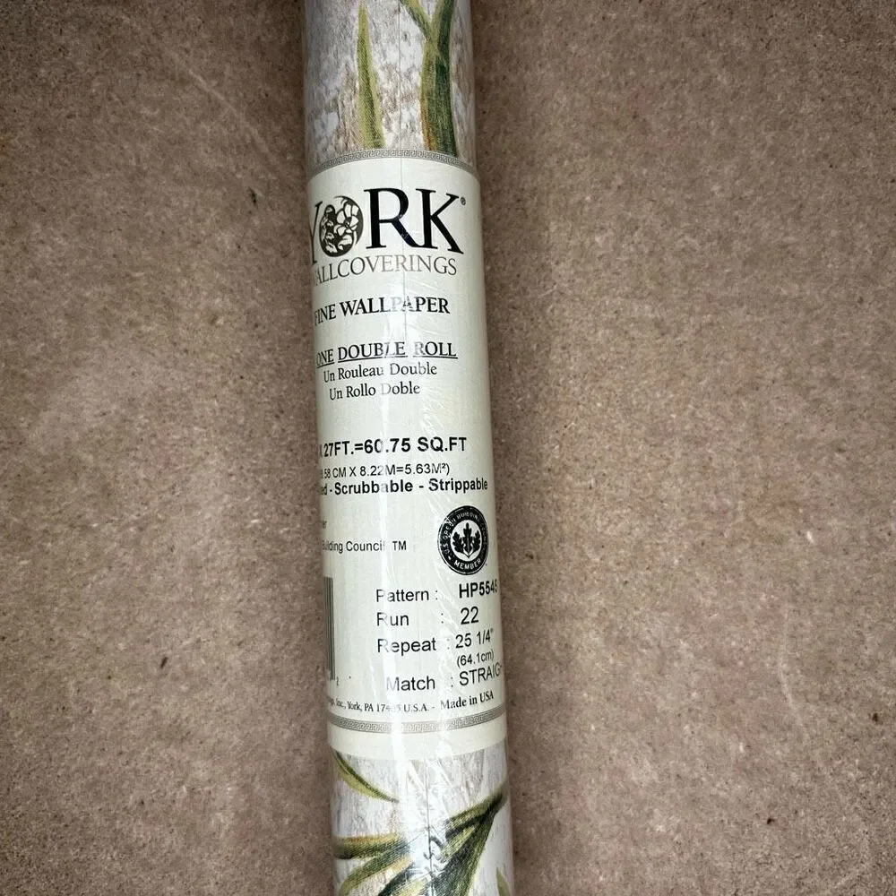 York Wallcoverings Fine Wallpaper Tropical Palm Tree HP5545 One Double Roll
